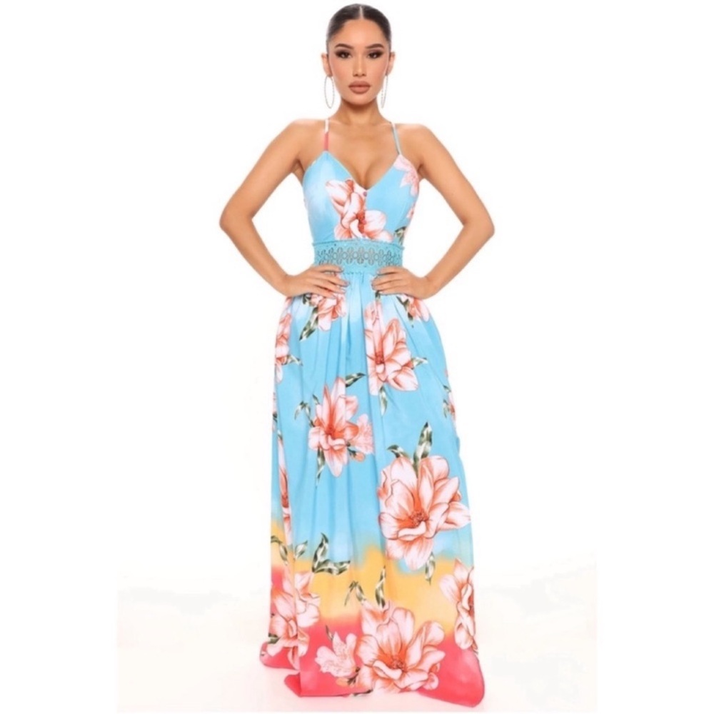 FASHION NOVA NWT Floral Print High Slit Maxi Dress 2X